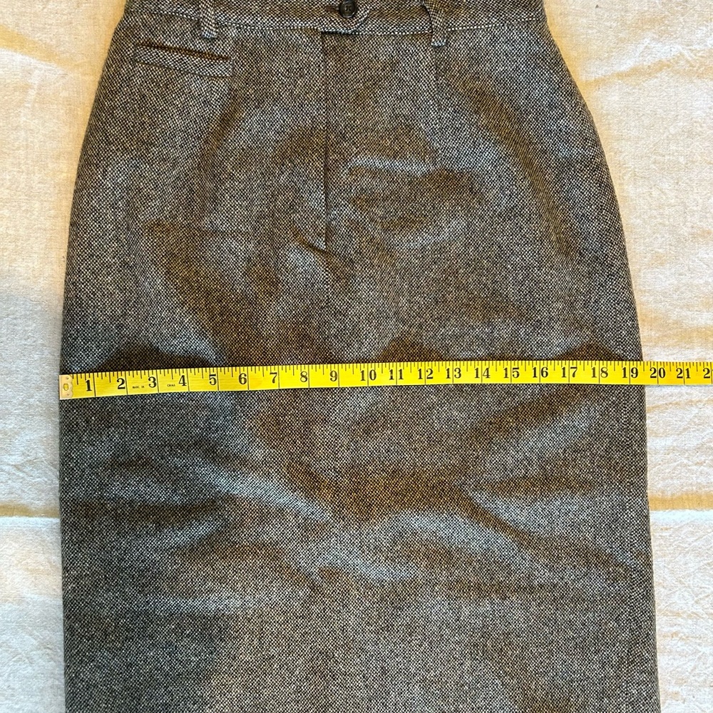 Vintage Ralph Lauren Brown Tweed 100% Lamb’s Wool Pencil Skirt - Picture 7 of 9